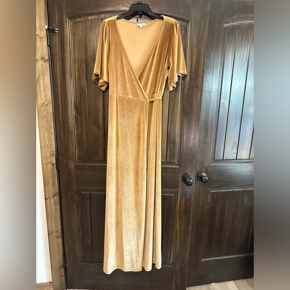Baltic Born Meghan Velvet Wrap Maxi Dress Gold Size XL